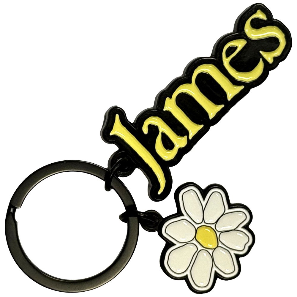 James - Yellow Logo White Daisy Charm Keychain - Multicolours
